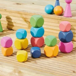 HOPTOYS Jeux Éducatifs Sensoriels*Cubes En Bois Arc-En-Ciel