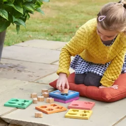 HOPTOYS Matériel Montessori & Reggio*Empileur De Formes En Bois Arc-En-Ciel