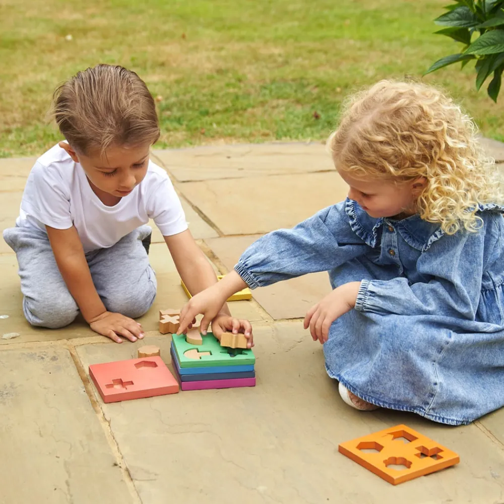 HOPTOYS 1er Éveil<Empileur De Formes En Bois Arc-En-Ciel