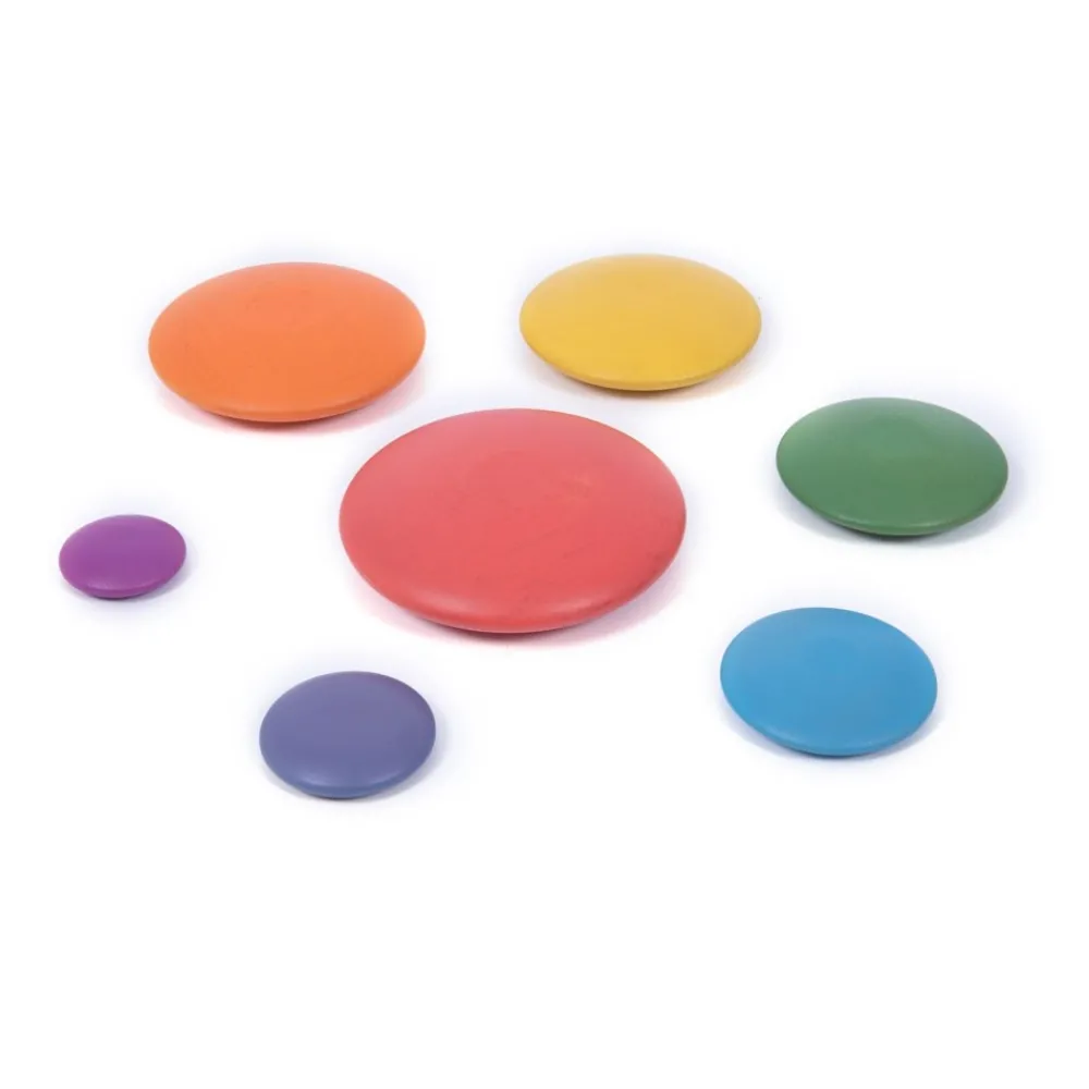 HOPTOYS Jeux Éducatifs Sensoriels*Galets En Bois Arc-En-Ciel X 7