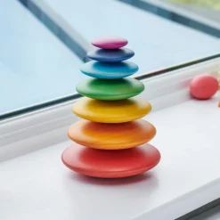 HOPTOYS Jeux Éducatifs Sensoriels*Galets En Bois Arc-En-Ciel X 7