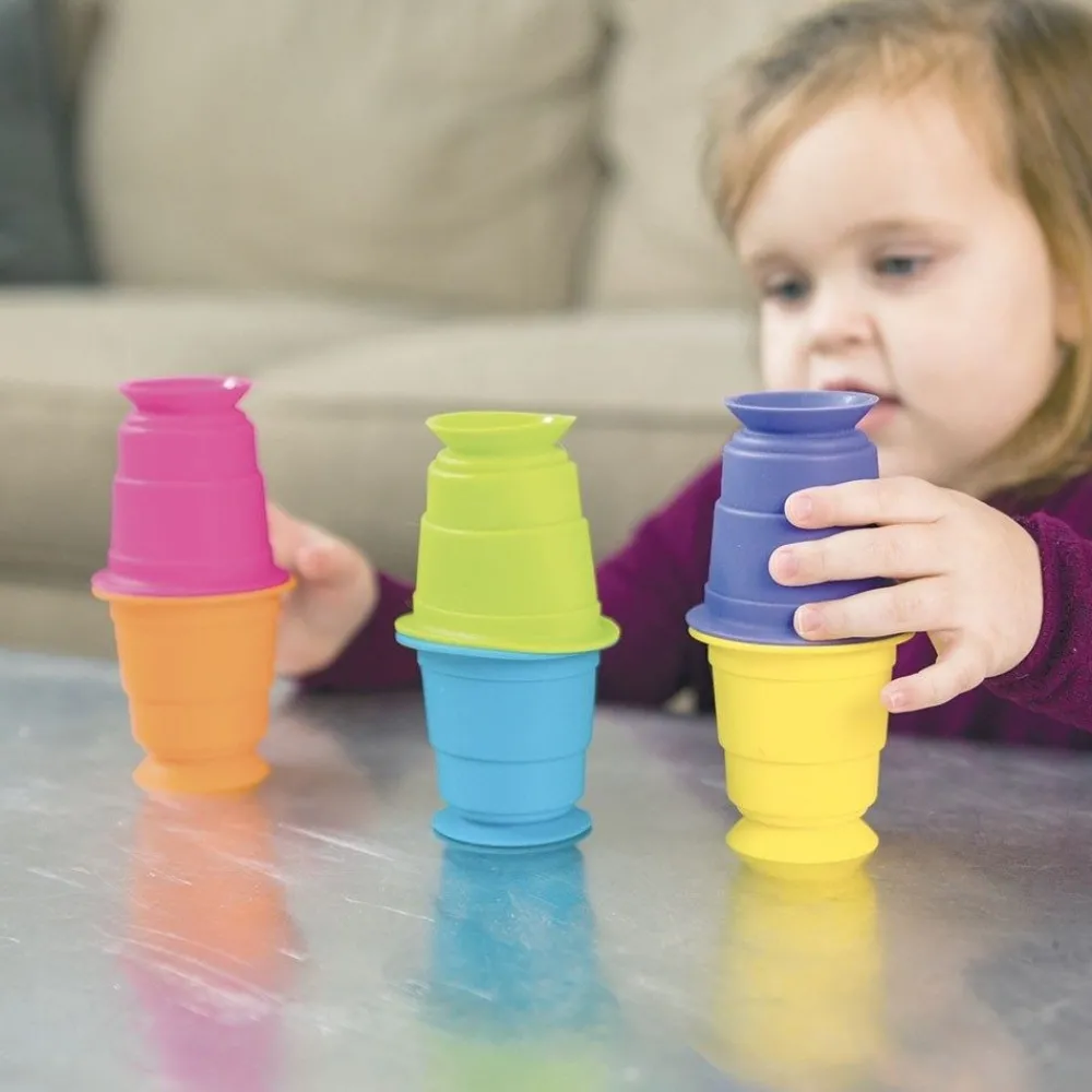 HOPTOYS Motricité Fine*Gobelets D'Empilage Ventouse Par 6