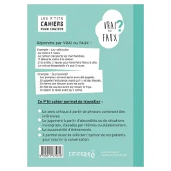 HOPTOYS Langage & Communication*Les P'Tits Cahiers Pour Cogiter – N°1 Vrai Ou Faux?