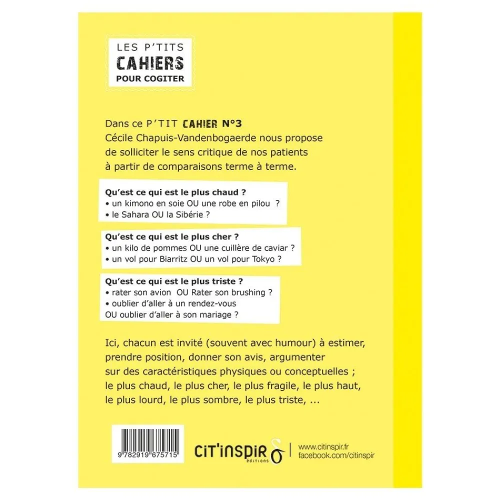 HOPTOYS ReÉducation Cognitive, Troubles Neurologiques<Les P'Tits Cahiers Pour Cogiter – N°3 Comparons