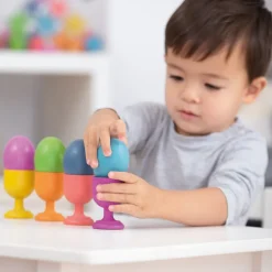 HOPTOYS Montessori Pour Tous<Oeufs En Bois Arc-En-Ciel X 7
