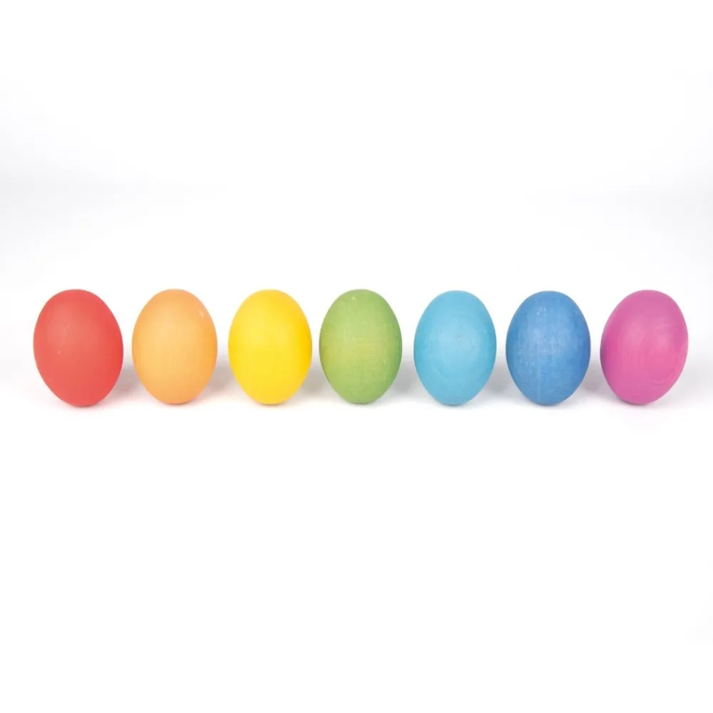 HOPTOYS Jeux Éducatifs Sensoriels*Oeufs En Bois Arc-En-Ciel X 7