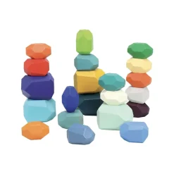 HOPTOYS Mathématiques, Formes & Couleurs*Pierres A Empiler En Bois X 21