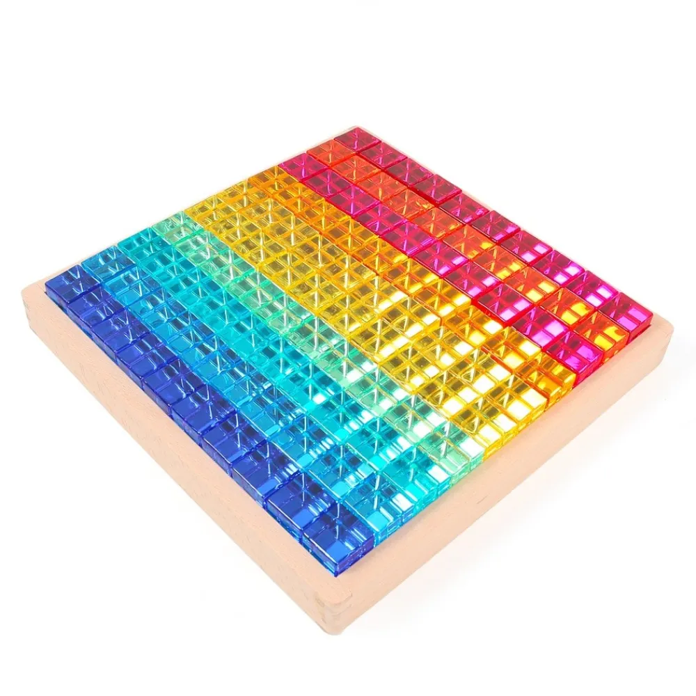 HOPTOYS Matériel Montessori & Reggio*Plateau Miroir 100 Gem Cubes