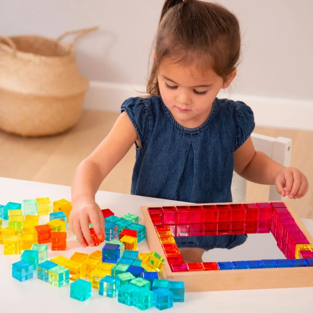 HOPTOYS Matériel Montessori & Reggio*Plateau Miroir 100 Gem Cubes