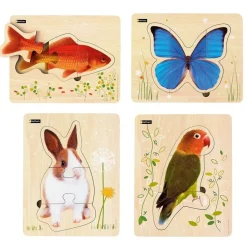 HOPTOYS Jeux Éducatifs*Puzzle Bois Animaux Par 4