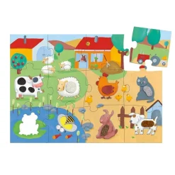 HOPTOYS Jeux Éducatifs Sensoriels*Puzzle Tactilo Ferme