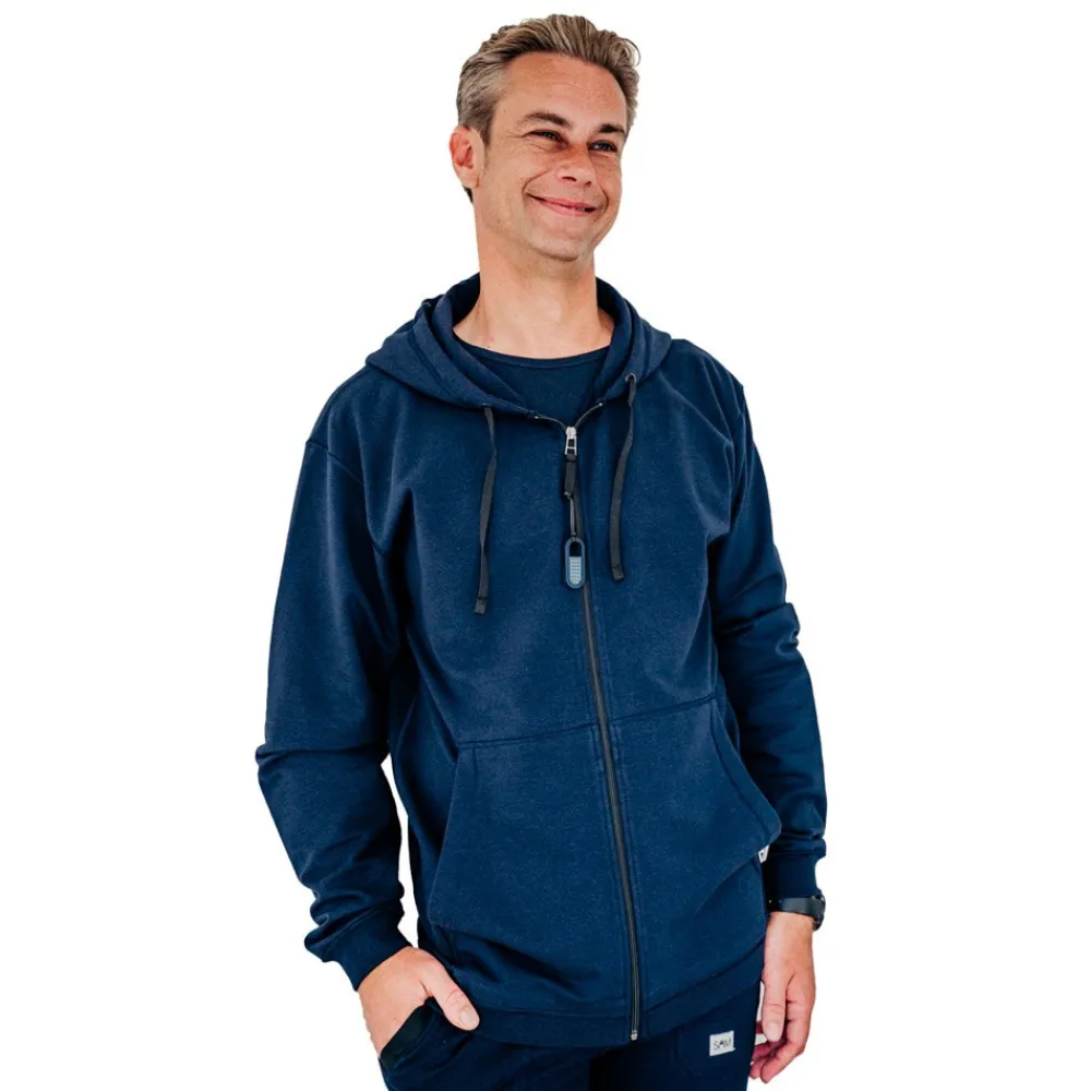 HOPTOYS Vêtements Besoins Spécifiques*Sweat A Capuche Zippe Adulte - Bleu