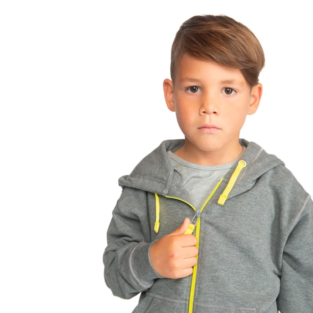 HOPTOYS Vêtements Besoins Spécifiques*Sweat A Capuche Zippe Enfant - Gris