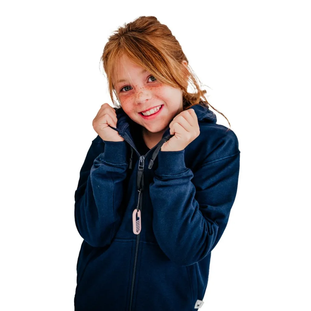HOPTOYS Vêtements Besoins Spécifiques*Sweat A Capuche Zippe Enfant - Bleu