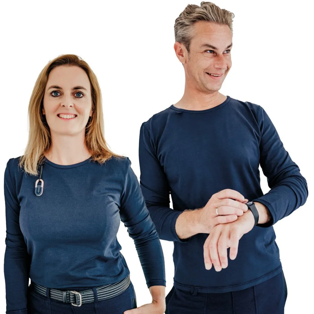 HOPTOYS Vêtements Besoins Spécifiques*T-Shirt Adulte Ultra Doux Manches Longues - Bleu